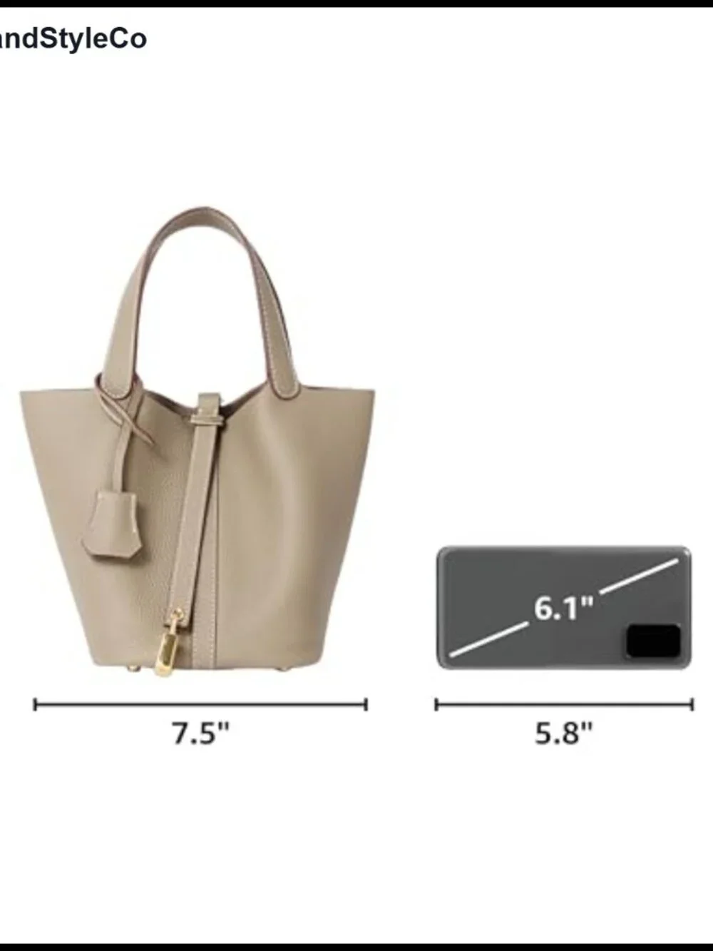 Genuine Leather Bucket Bag Top-Handle Satchel with Lock